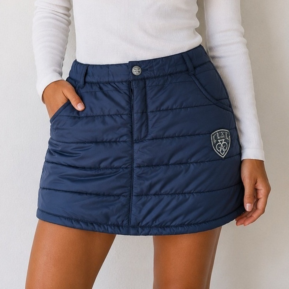 Vintage Y2K The Denim Bar Bebe Quilted Puffer Skirt Grunge Whimsigoth Skater